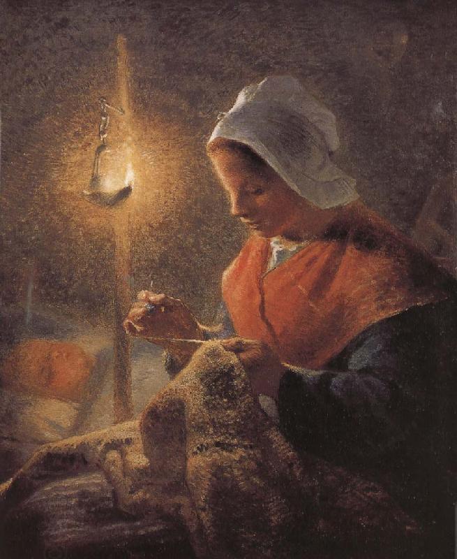 Jean Francois Millet Sewing under the light China oil painting art